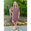 Aurora Ribbed Round Neck Dress - Chocolate