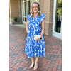 Lynton Print Tiered Midi Dress - Blue/White