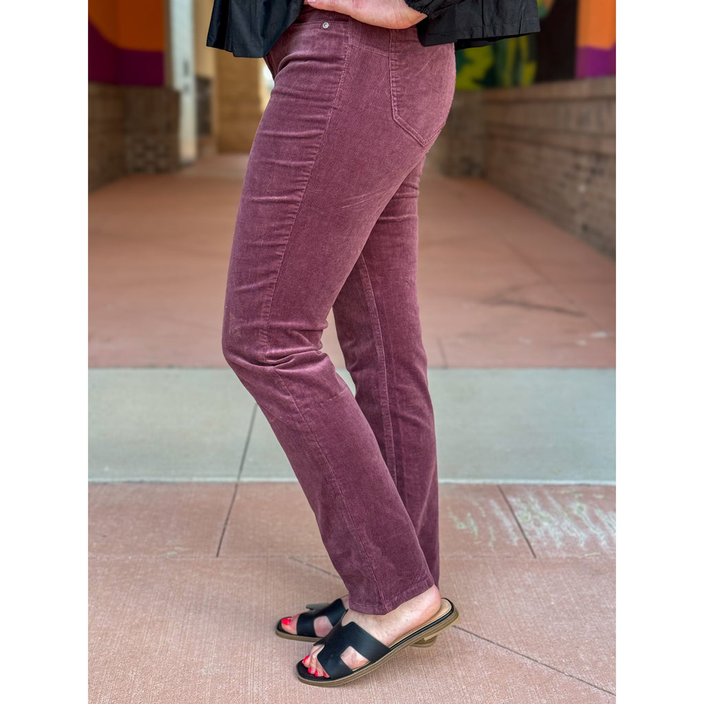 Democracy "Ab"solution Corduroy Straight Leg Pant - Fig Jam