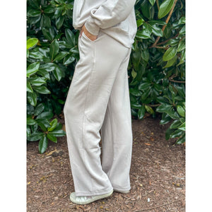 Marcella Modal Pintuck Straight Pant - Mocha Cream