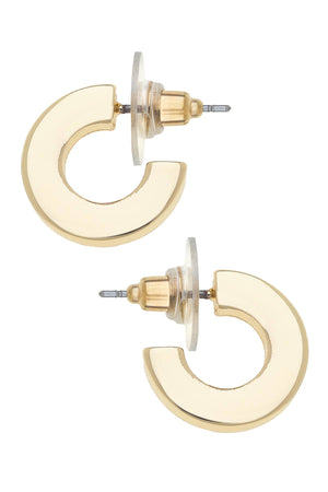 Emmy Small Flat Hoop Earrings in Shiny Gold