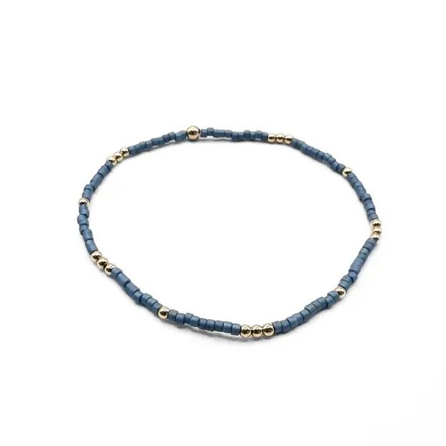 Erin Gray 2 mm Newport Denim Blue + Gold Filled Waterproof Bracelet