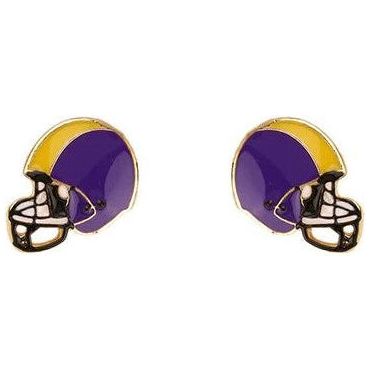 Football Helmet Gameday Earrings - Purple/Yellow