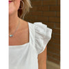 Millicent Ruffle Square Neck Blouse - Ivory - FINAL SALE