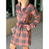 Grace and Lace Aspen Plaid Shirt Dress - Washed Black/Rust Plaid