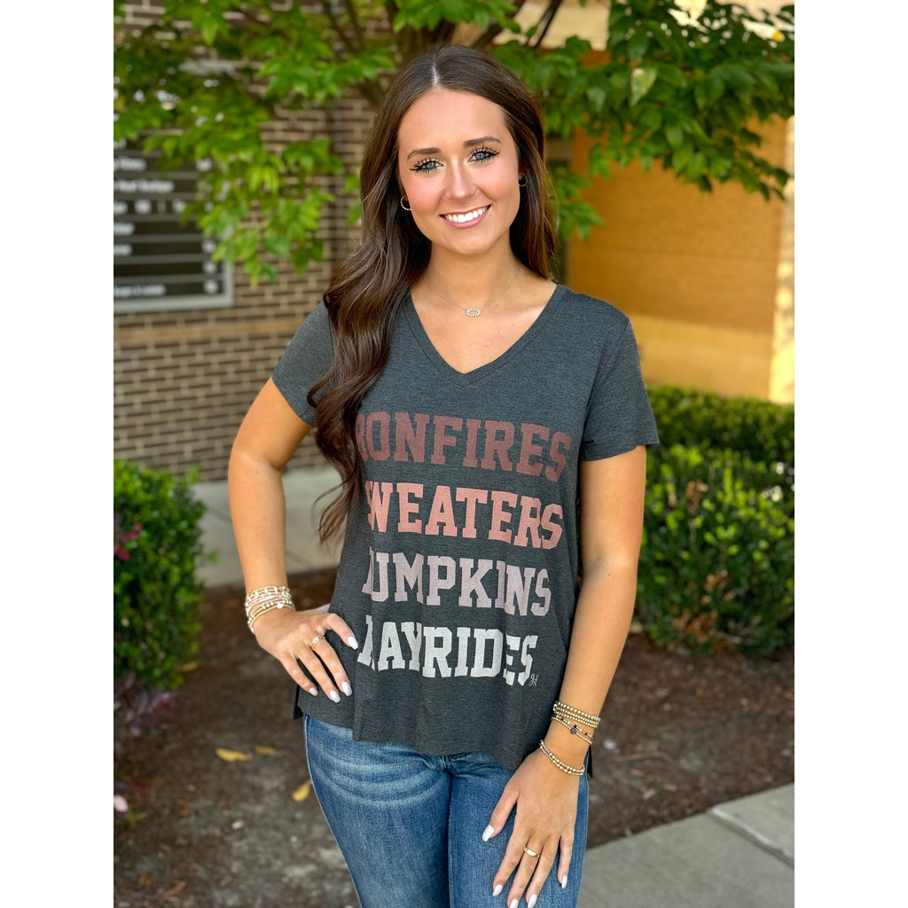 Grace and Lace VIP V-Neck Graphic Tee - Fall