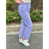 Rory Acid Washed High Waist Cropped Straight Pants - Violet