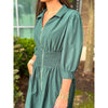 Macy Smocked Waist Zipper Dress - Palm Green