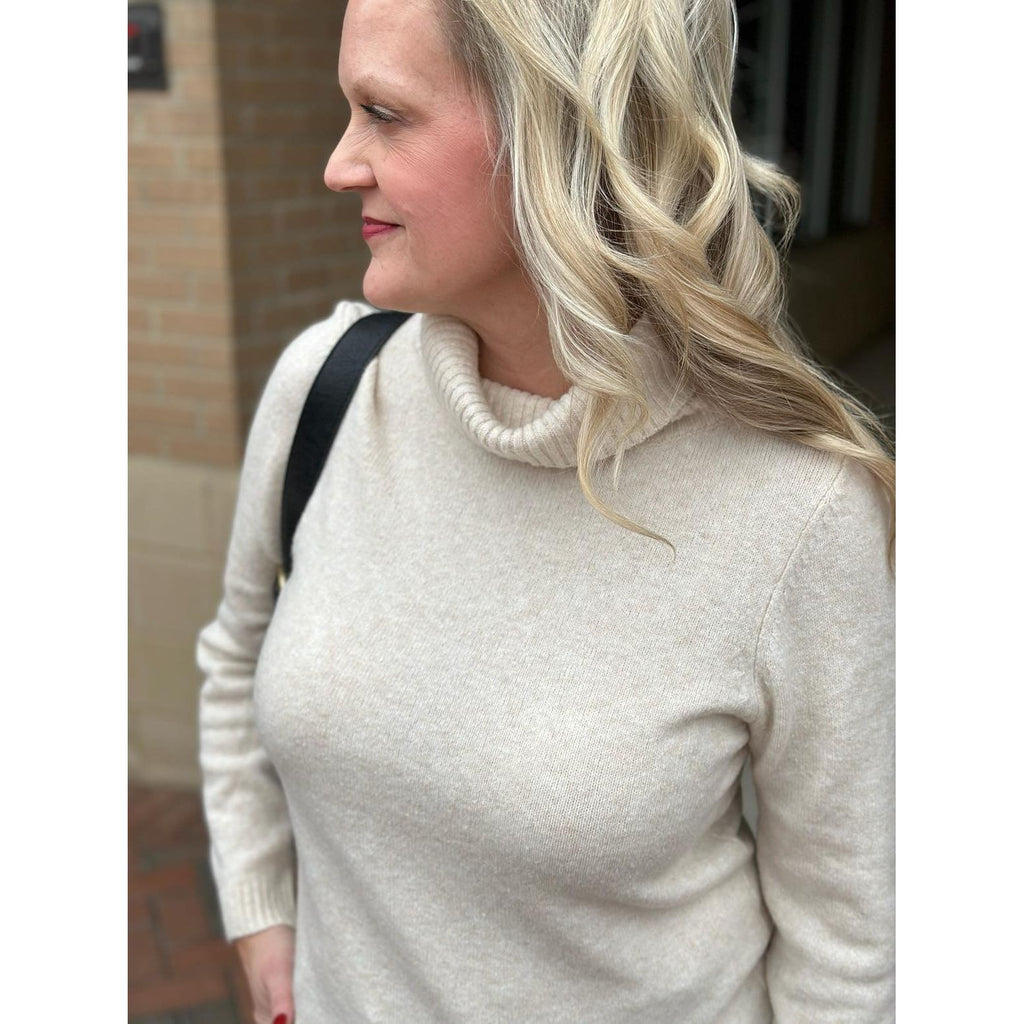 Brennley Brushed Knit Turtle Neck Knit Top - Cream