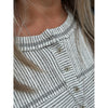 Monica Plus Long Sleeve Button Down Top - Ivory/Grey Stripe