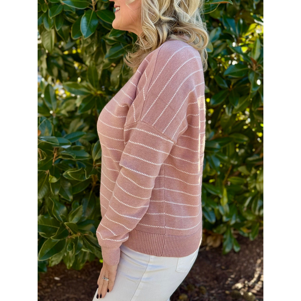 Gwynne Striped Sweater Top - Blush