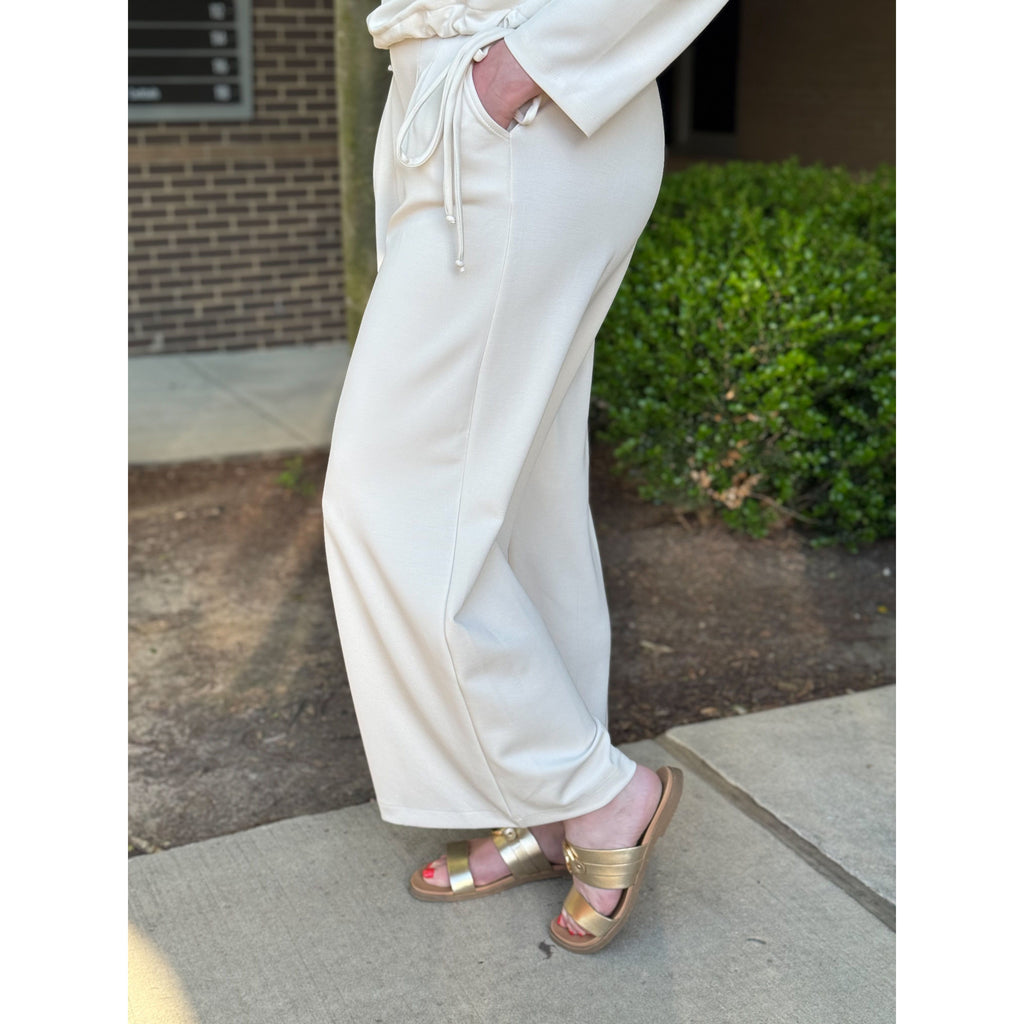 Emmi Ultimate Soft Pleated Wide Leg Lounge Pants - Ivory