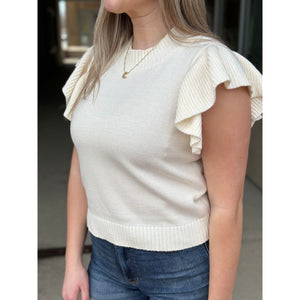 Finley Ruffle Knit Top - Ivory