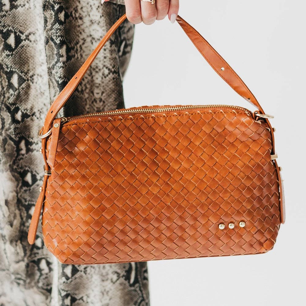 Harper Hobo Woven Shoulder Bag - Brown