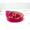Designer Inspired Faux Leather Belt - Fuschia with D Link Gold Buckle