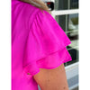 Eloise Flutter Cap Sleeve Top - Hot Pink