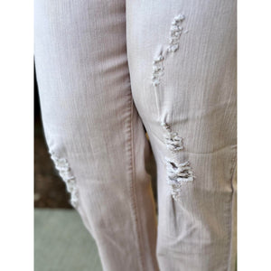 Grace and Lace Mel's Fave Distressed Cropped Straight Leg Colored Denim - Blush