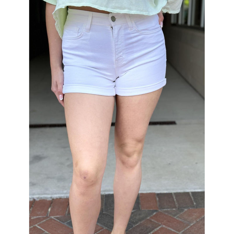 Rebecca High-Rise Double Cuff Shorts - Optic White