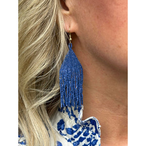 INK+ALLOY Lexie Solid Beaded Fringe Earrings Lapis