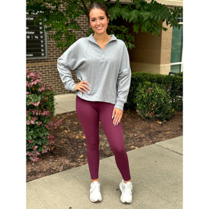 Venice Crossover Waist Leggings - Plum