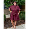 Cottonwood Plus Ruffle Button Down Mini Dress - Merlot