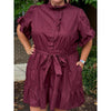 Cottonwood Plus Ruffle Button Down Mini Dress - Merlot