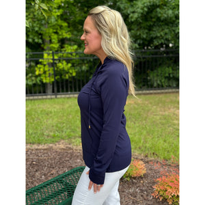 Scarlett Cuffed Sleeve Pullover - Navy