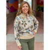 Mitzi Floral Half Zip Up Sweater - Barley