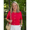 Janice Short Sleeve Knit Cardigan - Red