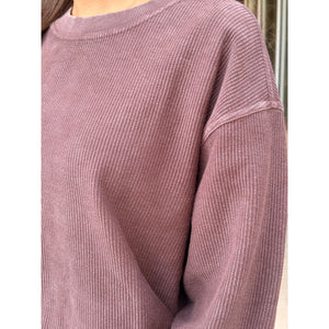 Calypso Essential Corded Crew Sweatshirt - Chocolate