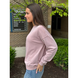 Susie Basic Acid Wash Sweatshirt - Dusty Rose