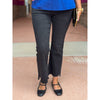 Vervet Alison Mid Rise Raw Step Hem Kick Flare Jeans - Black