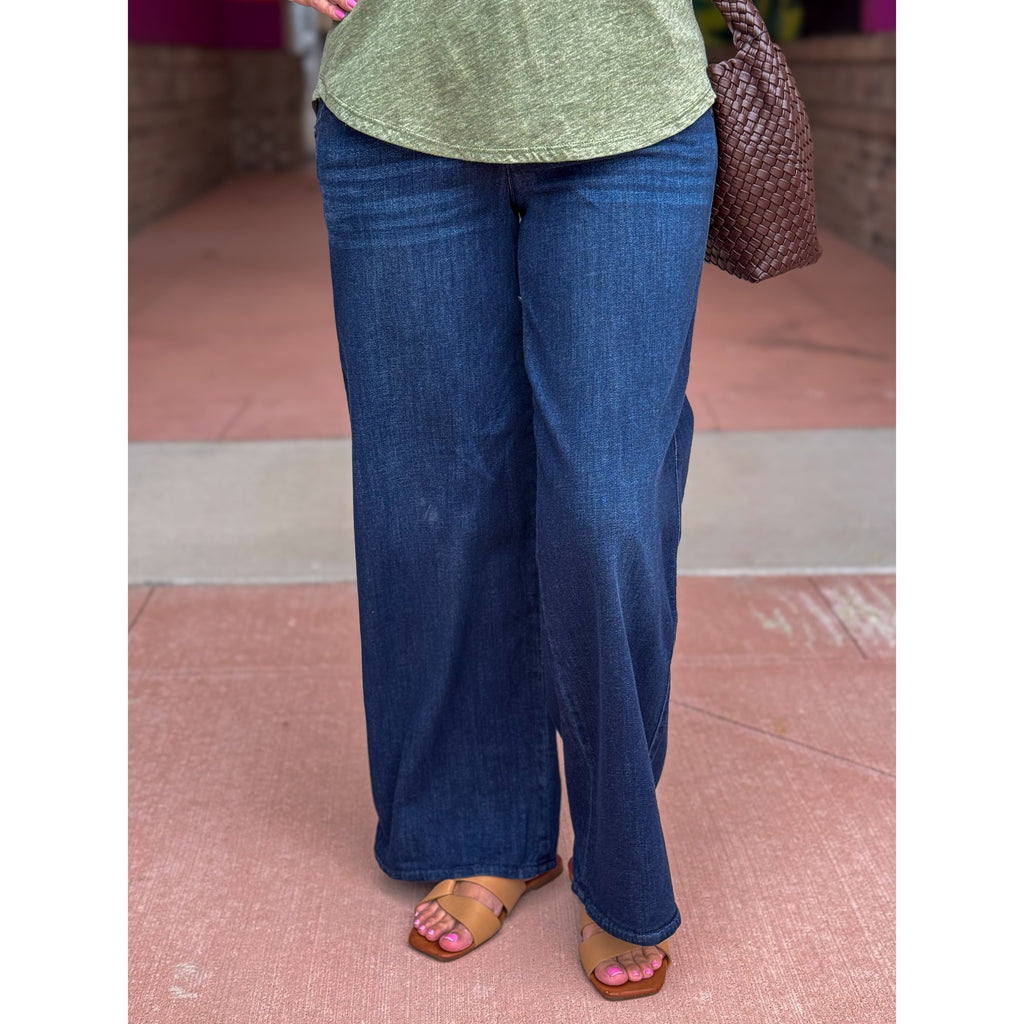Democracy "Ab"solution Skyrise Wide Leg with Tulip Hem - Indigo