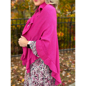 Ava Ruffle Wrap - Metallic Magenta Pink