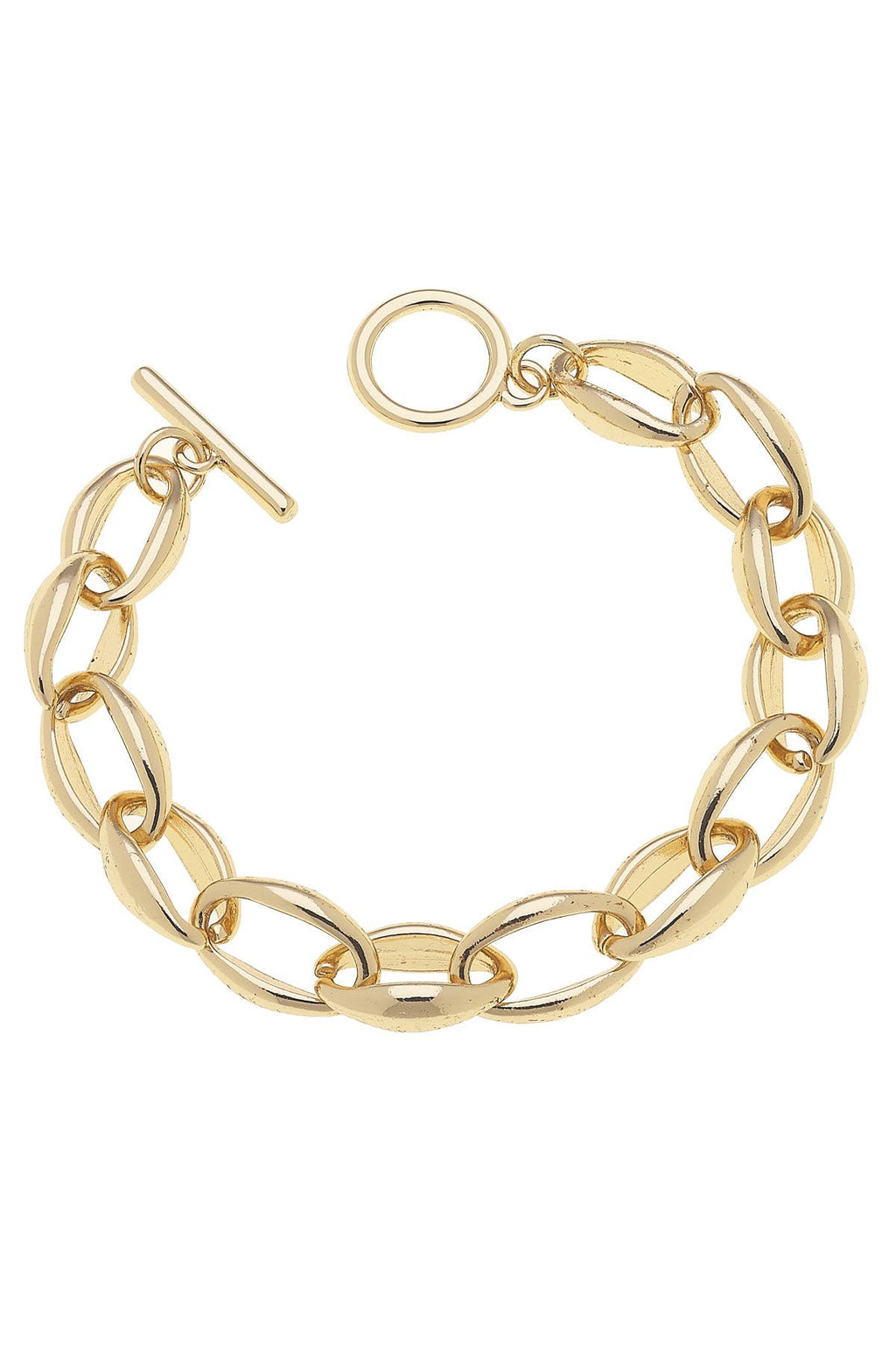 Micah Chain Link Toggle Bracelet in Shiny Gold