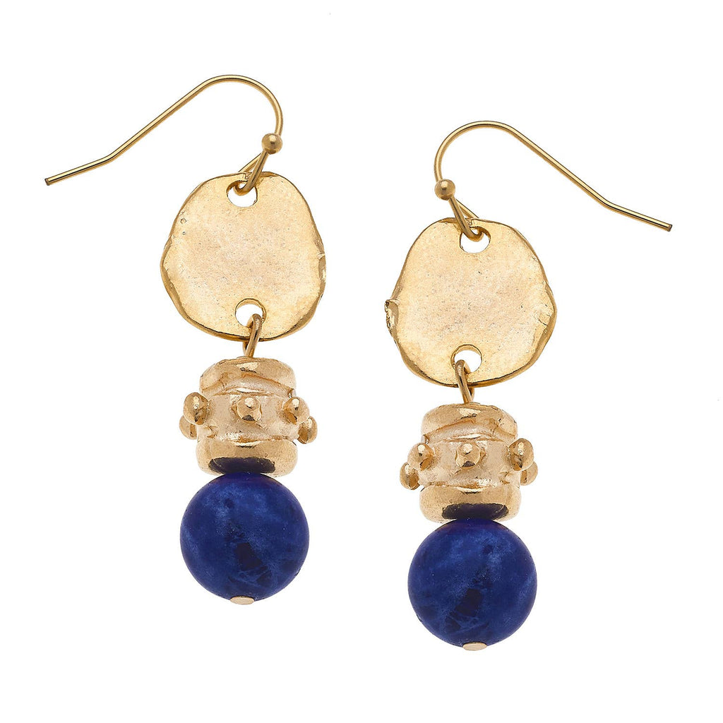 Susan Shaw Bentley Gold Dotted Detail + Soladite Drop Earrings