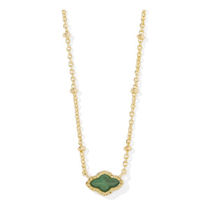 KENDRA SCOTT MINI ABBIE SATELLITE SHORT PENDANT NECKLACE GOLD GREEN ILLUSION