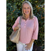 Wendy Waffle Knit Top with Henley Neckline - Blush