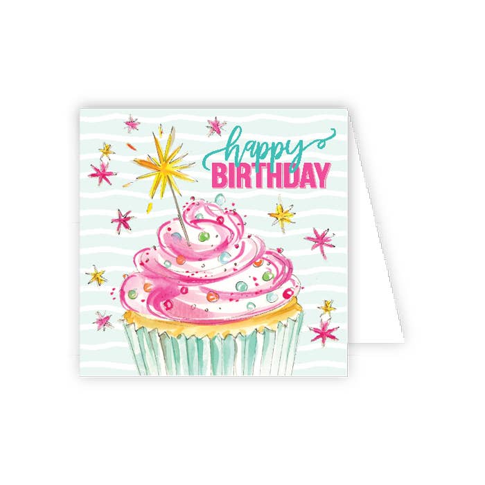 Happy Birthday Cupcake with a Sparkler Enclosure Card