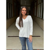 Meghan Soft Waffle V Neck Fine Gauge Sweater - Off White