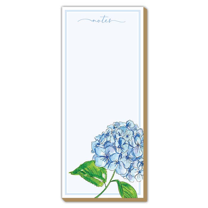 Handpainted Single Blue Hydrangea Notes Luxe Skinny Pad