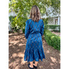 Gardena Floral Split Neck Dress - Navy/Combo