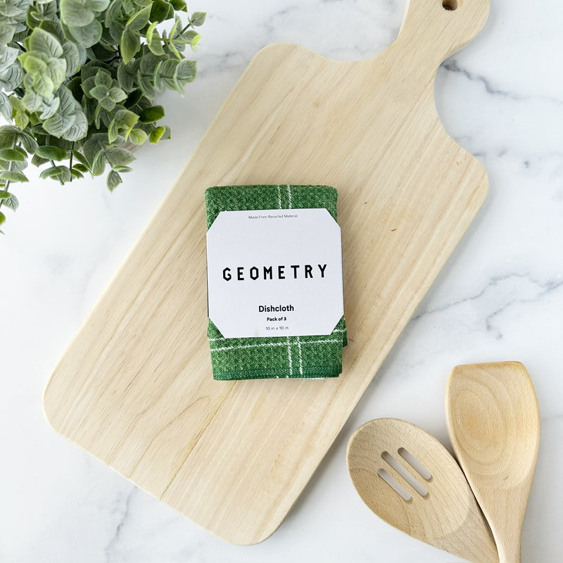 Geometry Dishcloth Set - Pine Forest Plaid