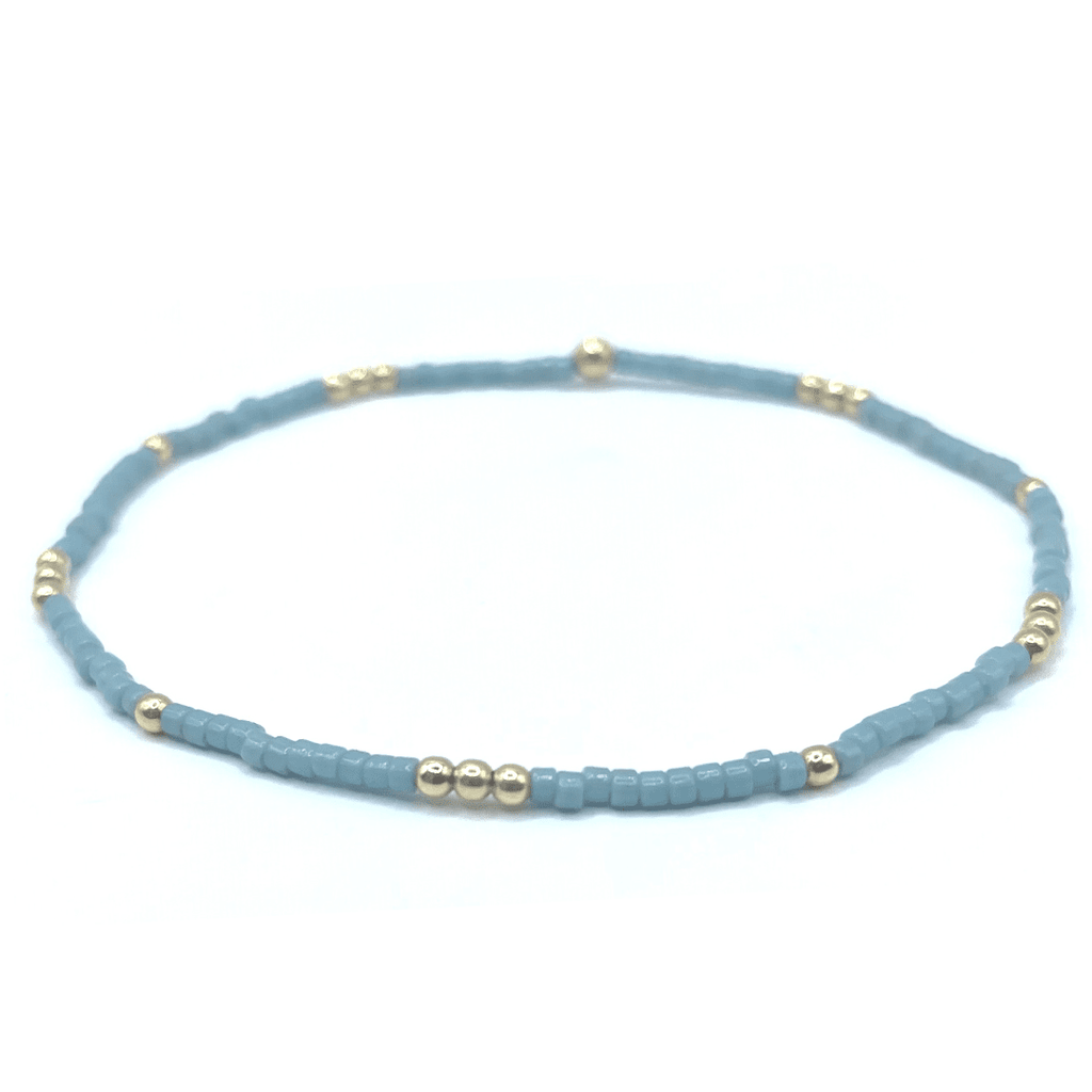 Erin Gray 2mm Newport Pale Turquoise Blue + Gold Filled Waterproof Bracelet