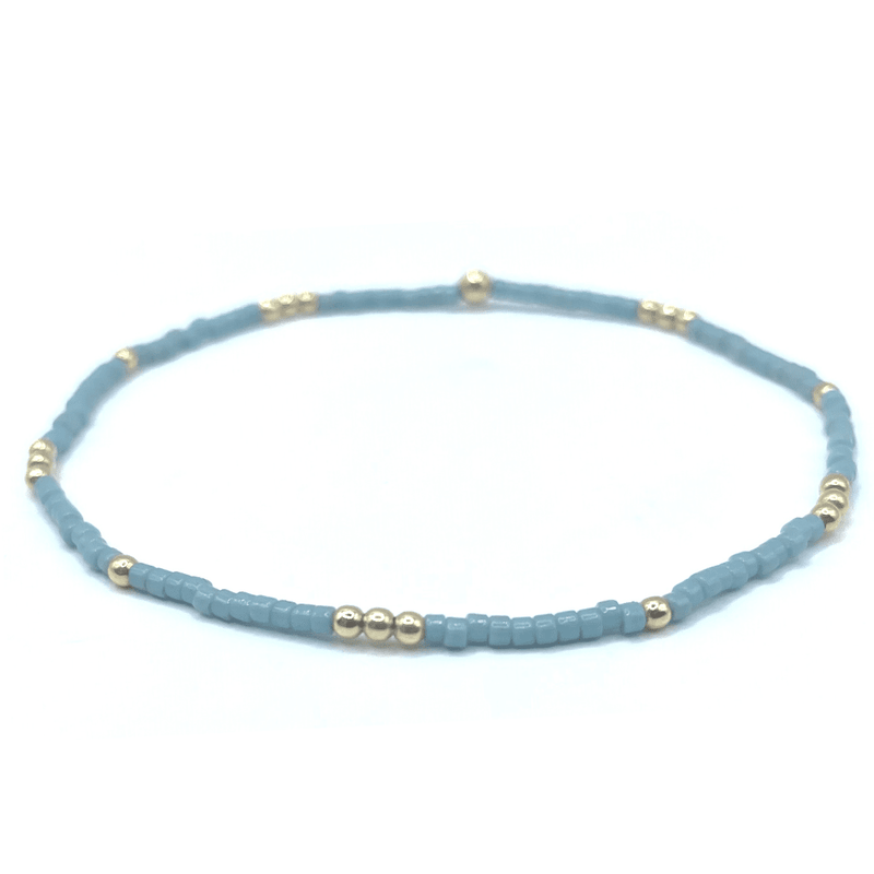 Erin Gray 2mm Newport Pale Turquoise Blue + Gold Filled Waterproof Bracelet