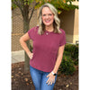 Jaiden Solid Ribbed Short Sleeve Top - Dark Wine