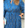 Gardena Plus Floral Split Neck Dress - Navy/Combo