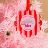 Scalloped Round Picture Frame Ornament-Peppermint Stripes