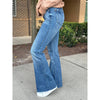 Judy Blue Mid Rise Tummy Control Vintage Wash Cut Hem Flare Jeans - Medium