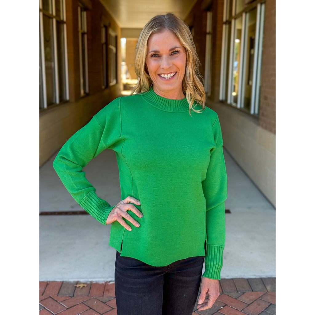 Jodi Mock Neck Pullover Sweater - Green